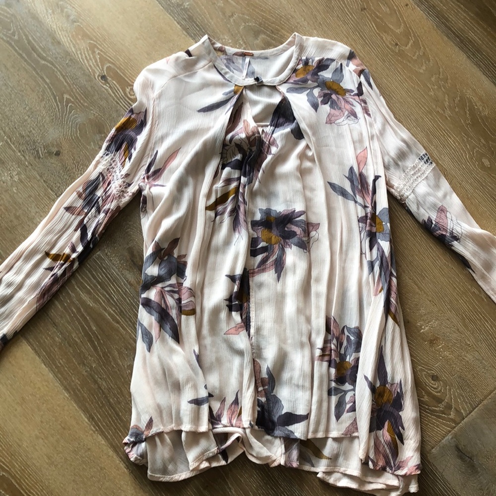 Free people ivory floral Tunic
